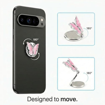 NXVX Butterfly Phone Ring Holder, Pink 360° Finger Grip & Kickstand - color: Pink Butterfly