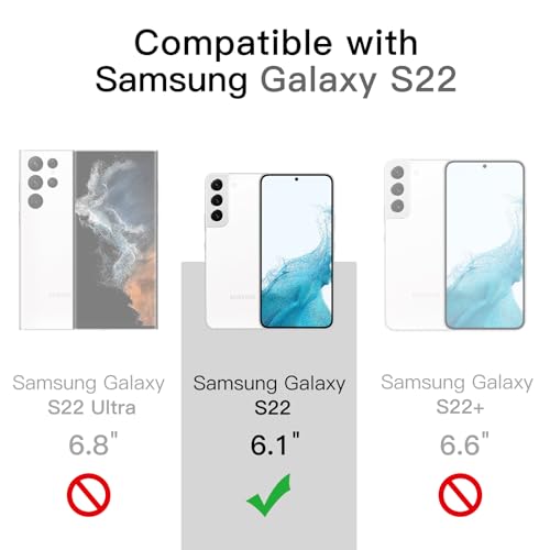 JETech Case for Samsung Galaxy S22, Anti-Yellowing, Clear | Shockproof Protection, Scratch Resistant Hard PC Back, Durable Transparent TPU Bumper - color: Clear