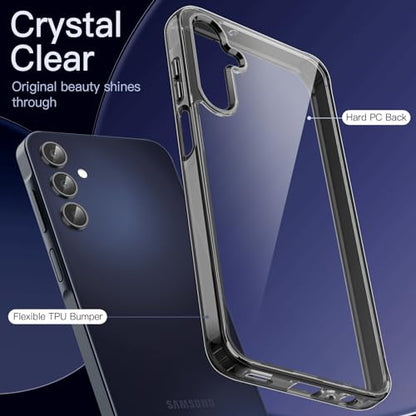 JETech Case for Samsung Galaxy A15, Anti-Yellowing, Black | Shockproof Protection, Scratch Resistant Hard PC Back, Durable Transparent TPU Bumper - color: Black, size: Galaxy A15