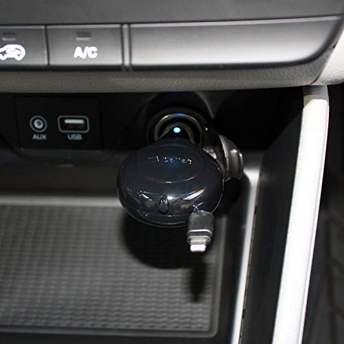 Cellet Retractable Car Charger with Lightning Cable Compatible with Apple iPhone 14 13 12 SE 11 Xr Xs X iPad Pro Air Mini iPod Touch Nano (Apple MFI Certified) 3-Feet - color: 5 Watt Lighting