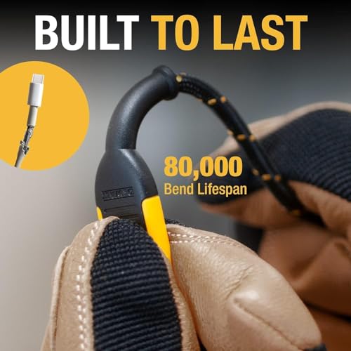 DEWALT Heavy Duty USB to USB C Cable, Jobsite Type C Cable, High Speed, 6ft - size: 6 ft