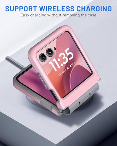 Hinge Protection for Motorola Razr 2026/2025/2024 Case (Pink) | TPU bumper & hard PC, raised camera edges, shockproof, slim, lightweight, dual-layer cover, wireless charging compatible - color: Pink