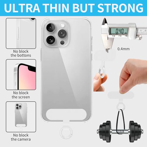 Hovmwey Phone Tether Tab, 2 Pack Cell Phone Lanyard Patch Without Adhesive, Phone Strap Replacement Part for All Full Phone Cases (White) - color: White