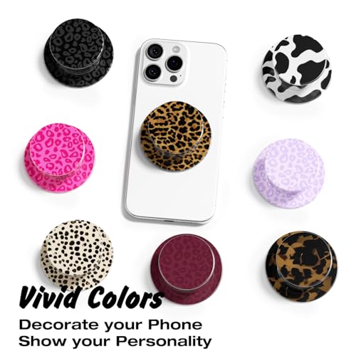Svanove Magnetic Phone Grip Compatible with Magsafe Phone Grip Holder, Collapsible Cow Print Mag Safe Cellphone Grips Kickstand, Cute Trendy Animal Pattern Stand for iPhone Samsung Android, Black - color: Cow Blcak