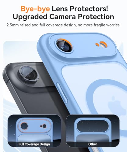 CANSHN Magnetic Compatible with iPhone Air Case(6.5 Inch), Upgraded [Full Camera Protection] [Compatible with Magsafe] [Translucent Matte] Shockproof Phone Cover for iPhone 17 Air Case,Light Blue - color: Light Blue, size: iPhone Air (6.9 Inch,1 Lens)