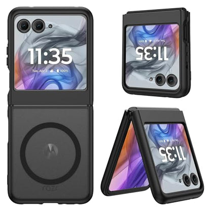 GUAGUA for Motorola Razr 2024 Case/Razr 2025 Case, Magnetic Cases Translucent Matte Back [Compatible with Magsafe] Slim Protective Shockproof Phone Case for Moto Razr 2024/2025 6.9'', Black - color: Black