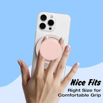Svanove Magnetic Cell Phone Grip Compatible with Magsafe, Collapsible Phone Stand Holder Round Expanding Kickstand for iPhone Samsung Mobile Phones, Cute Soft Silicone Glossy Jelly, Light Pink - color: Pink, style: Magnetic