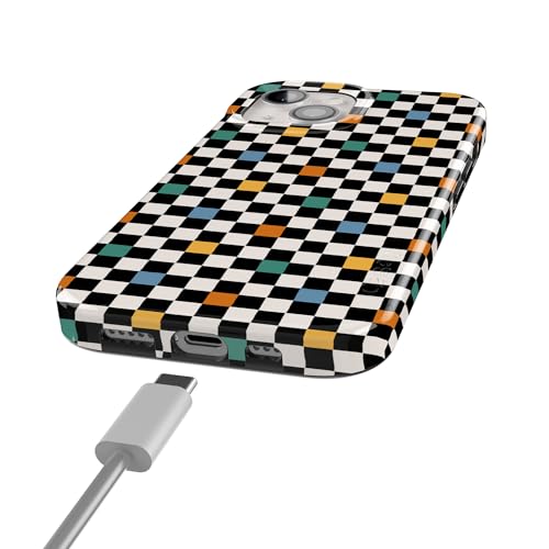 Casely iPhone 15 Plus Case | Old Skool | Retro Checkerboard | Compatible with MagSafe | Classic Ultra Slim Design - color: Old Skool | Retro Checkerboard
