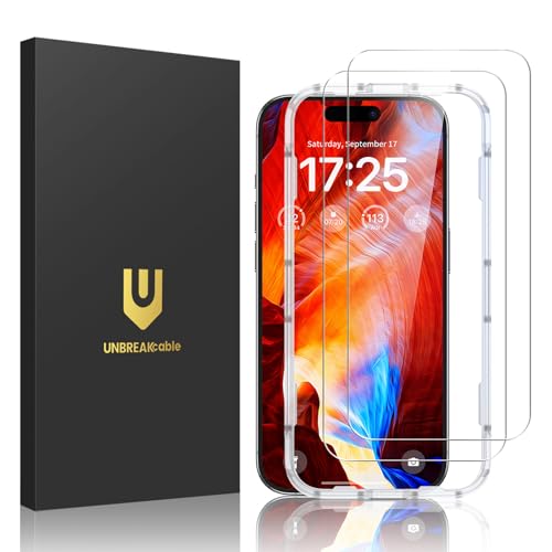 UNBREAKcable 2-Pack Screen Protector for iPhone 15 Plus Tempered Glass - size: iPhone 15 Plus