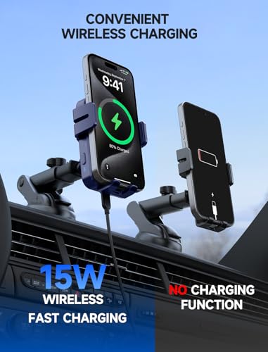 Wireless Car Charger 15W Auto Clamping Phone Holder Dash Windshield Vent - color: Royal blue