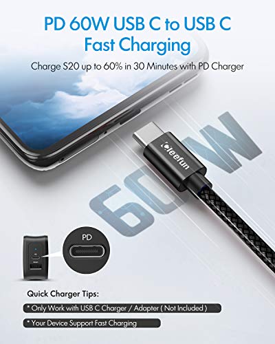 CLEEFUN USB C to USB C Cable 1ft, 5-Pack C to C Cable Fast Charging 60W - color: Black, size: 1ft+1ft+1ft+1ft+1ft