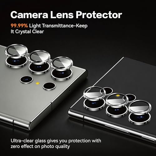 3+2+1 Pack Privacy Screen Protector Compatible for Samsung Galaxy S25 Ultra, Tempered Glass with Camera Lens Protector & Phone Case, Easy Install Frame, 9H Hardness, Bubble-Free, Anti-Spy 28° Viewing Angle, Full Coverage, Case Friendly - size: Galaxy S25