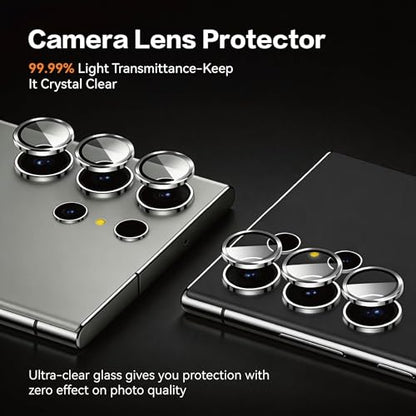 3+2+1 Pack Privacy Screen Protector Compatible for Samsung Galaxy S25 Ultra, Tempered Glass with Camera Lens Protector & Phone Case, Easy Install Frame, 9H Hardness, Bubble-Free, Anti-Spy 28° Viewing Angle, Full Coverage, Case Friendly - size: Galaxy S25