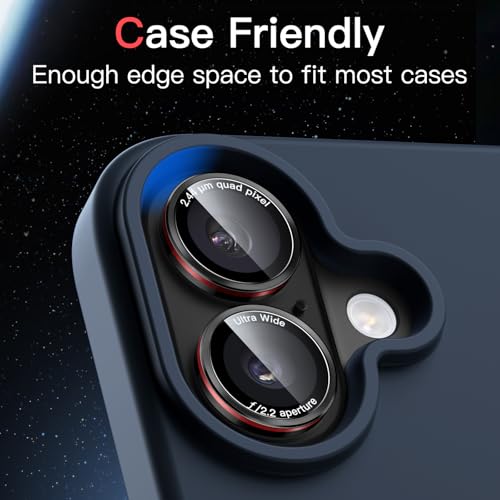 JETech Camera Lens Protector for iPhone 17, Black+Red, 1 Set - size: iPhone 17