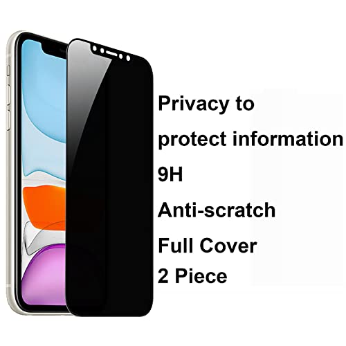 2 Pack 360 Degree Privacy Tempered Glass Suit for iPhone 11 / iPhone XR Anti-Spy 4 Directions Screen Protector Film 4 Sides Anti-Peeping Anti-scratch 6.1 inch - size: for iPhone 11 / iPhone XR