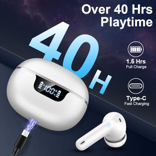 Wireless Earbuds, Bluetooth 5.4 Headphones, Bluetooth In Ear Buds Earphones - color: Purle White