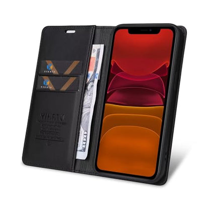 Caseurban Compatible with iPhone 11 Wallet Case PU Leather Flip Folio Case with Card Holder Magnetic Closure Shockproof Protective Phone Cover Black - color: Black, size: iPhone 11