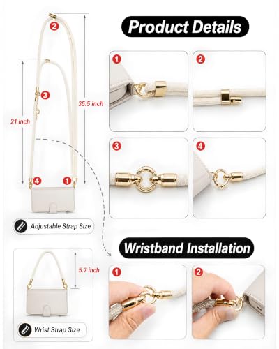 for iPhone 16 Pro Max 2-in-1 Magnetic Crossbody Wallet Case + Wrist Strap | Wireless Charging After Wallet Removal, Detachable Crossbody/Wrist Straps, Landscape Stand, Card Holder and Zipper Pocket - color: Cream apricot, size: iPhone 16 Pro Max