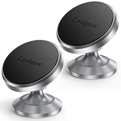 【2-Pack】Magnetic Phone Holder for Car Dash Strong Magnetic Car Phone Mount - color: Silver