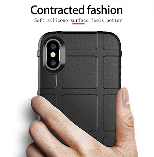 for iPhone Xs/X case, (Rugged Shield Series) TPU Thick Solid Armor Tactical Protective Cover Case for iPhone Xs/X (5.8 inches) - Dark Black - color: Dark Black