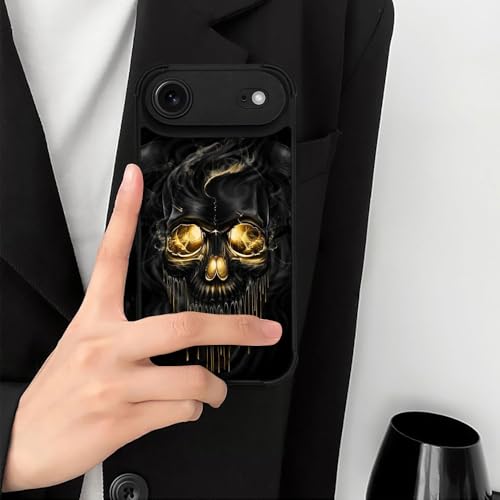 case for iPhone 17 Air,Compatible with Magsafe,All-Round Protection Shockproof Anti-Scratches TPU Case Cover-Gold Black Skull - color: Gold black skull, size: IPhone 17 Air