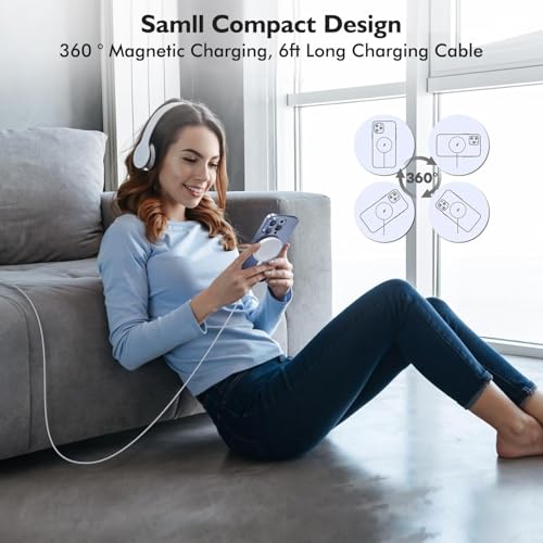 Magnetic Charger for iPhone 17,Mag-Safe Fast Wireless Charging 2Pack 15W 6Foot Magnetic Apple Charger Pad with 2Pack USB C PD Fast Charging Block for iPhone 17/17 Pro/16 ProMax/Plus/15,AirPods 3/Pro 2 - size: 6FT