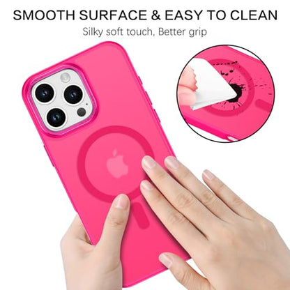 BENTOBEN Magnetic for iPhone 16 Pro Max Case,(Compatible with MagSafe) (Military Grade Drop Protection) Slim Translucent Matte Shockproof with Anti-Fingerprint Phone Case 6.9",Hot Pink - color: Hot Pink