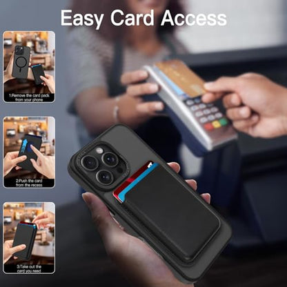 Magnetic Designed for iPhone 16 Pro Case 6.3" 2024, Black | [Compatible with Magsafe] [with Wallet & Card Holder] [Military Drop Protection] Slim Translucent Matte Phone Case - color: Black, size: iPhone 16 Pro