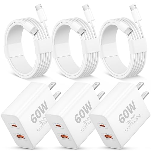 iPhone 17 16 15 Charger Fast Charging, 3 Pack 60W USB C Super Fast Charger - size: 3Pack-3FT