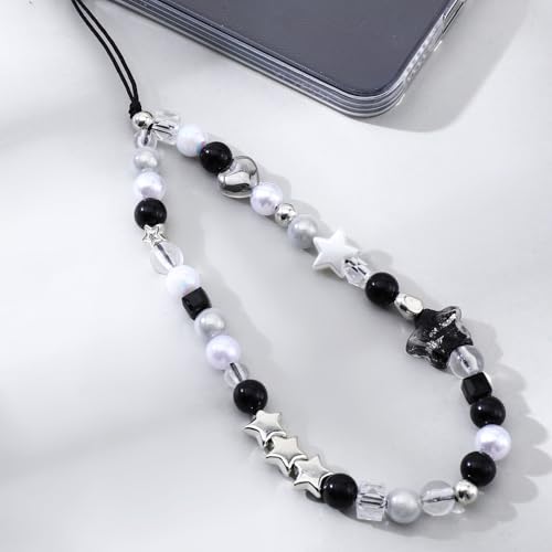 2PCS Beaded Camera Wrist Strap, Cool Black Star Phone Lanyard