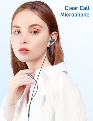 USB C Headphones for Apple/iPhone Duo 18 17 16 15 Wired Earbuds with Case - color: Lake Blue