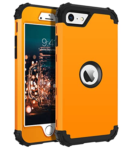 BENTOBEN for iPhone SE 2022 Case and iPhone SE 2020 Phone Case, Heavy Duty 3 in 1 Full Body Rugged Shockproof Hybrid Hard PC Soft Rubber Bumper Drop Protective Girls Women Boy Men Cover, Deep Yellow - color: Black/Deep Yellow