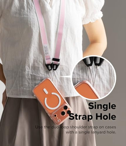 Ringke Phone Lanyard for iPhone 17 Pro Max and Most Smartphones [One-Touch Buckle] Shoulder Strap Adjustable Sturdy Universal Phone Crossbody Neck Lanyard for Travel Essentials - Stripe Pink - color: Stripe Pink