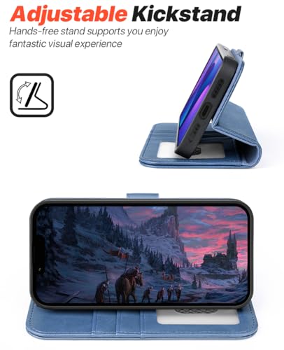 OCASE for iPhone 17e Case/iPhone 16e Detachable Wallet Case with Card Holder, 2 in 1 Pu Leather Flip Folio with RFID Blocking Stand Wrist Strap Shockproof Phone Cover 6.1 Inch 2025, Light Blue - color: Light Blue, size: iPhone 16e/ iPhone 17e