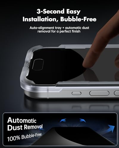 UNBREAKcable iPhone 16 Pro Privacy Screen Protector 2-Pack, Upgraded Dual-Tempered Glass + 2 Camera Lens Protectors, 25° Anti-Spy, Military-Grade 9H+, HD Clear, Anti-Fingerprint, 6.3 Inch - size: iPhone 16 Pro
