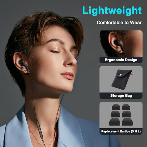 3.5mm Earbuds Wired with Mic for Samsung A14 A32 A15 A13 5G Wired in-Ear Headphones 3.5mm Headphone Jack Stereo Magnetic Earphones for Samsung A52 A03s A12 Pixel 4a LG iPad mini Moto Tablet