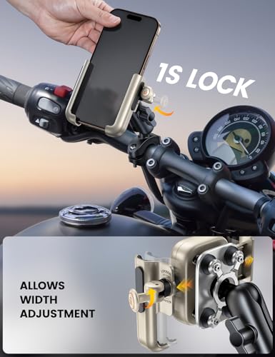 Lamicall Motorcycle Phone Mount Holder - [All Metal] [Anti Shake] - color: Gold