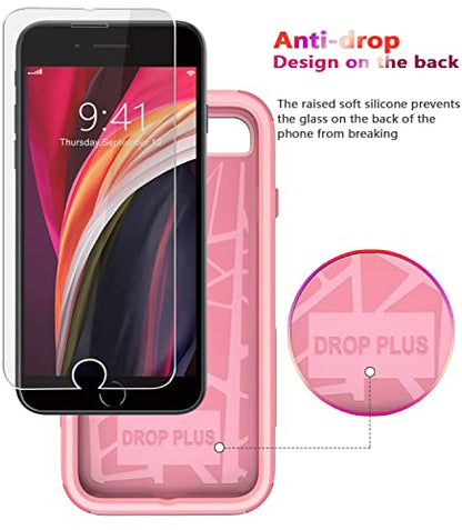 Diverbox Designed for iPhone SE case with Screen Protector Heavy Duty Shockproof Shock-Resistant Cases for Apple iPhone se Phone 2022/2020 Release (Pink) - color: Pink