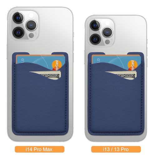 Phone Wallet, Leather Phone Card Holder, Stretchy Card Holder Back of Phone | Credit Card Holder for Phone Case Compatible with Most of Cell Phone (iPhone, Samsung) - 2Pack Navy Blue - color: Navy Blue