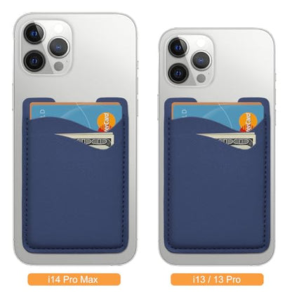 Phone Wallet, Leather Phone Card Holder, Stretchy Card Holder Back of Phone | Credit Card Holder for Phone Case Compatible with Most of Cell Phone (iPhone, Samsung) - 2Pack Navy Blue - color: Navy Blue