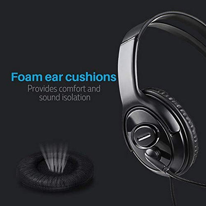 Wired Single Ear Headset with 3.5mm Jack & USB-C & USB-A Adapter for PS5, PS4, Xbox, Switch, PC, iPhone, iPad, Android - Unilateral Mono Headphone for Gaming, Call Center, Remote Work, Online Classes - color: Black | Single Ear | Flexible Mic