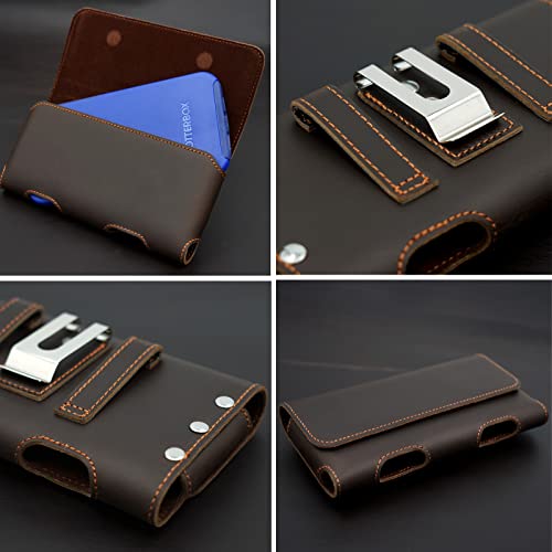 Gcepls Leather Phone Holster for iPhone SE, iPhone 8, 7, 6s,Premium Cowhide Leather Phone Belt Holder Pouch with Belt Clip, Magnetic Closure Cell Phone Holster Case (Fits Otterbox Commuter Case on) - color: Dark Brown, size: Small (5.6x2.95x0.6”)