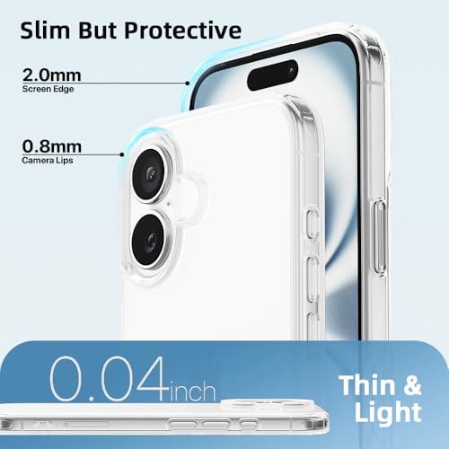 Mobnano for iPhone 16 Case, Protective Shockproof Bumpers [Not Yellowing] Anti-Scratch Transparent Slim Hard PC Back Soft TPU Frame Cover for Men Women - Clear - color: Clear