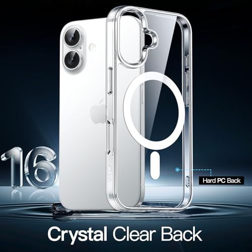JETech Magnetic Case for iPhone 16 6.1-Inch Compatible with MagSafe, Shockproof Phone Bumper Cover, Anti-Scratch Clear Back (Clear) - color: Clear, size: iPhone 16