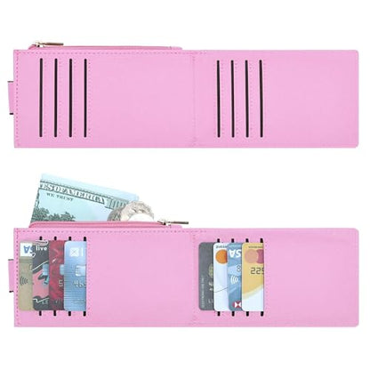 Chelmon Women's RFID Slim Card Holder Wallet | Thin Bifold Multi Card Case with Zipper Coin Pocket Purse for Women(Pink) - color: Pink