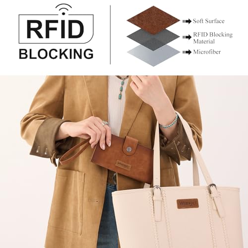 X Wrangler Wallets Women Minimalist Wristlet Wallets, Card Cases & Money Organizers Wallet Bifold with Phone Pocket - color: Brown