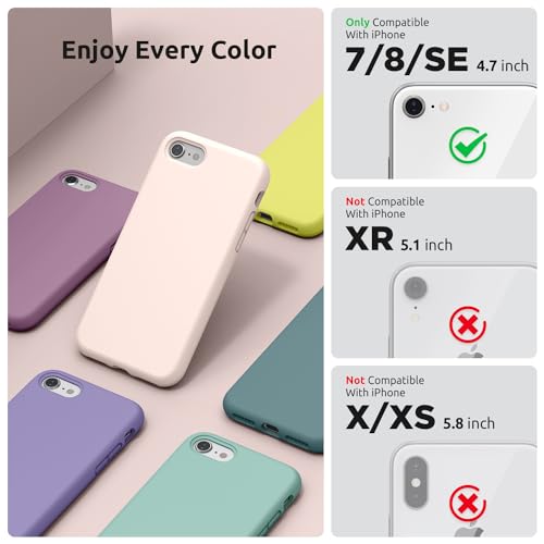 SURPHY Designed for iPhone SE Case, iPhone 8 Case, iPhone 7 Case, Liquid Silicone Phone Case for iPhone se 3rd 2nd SE 2022 SE 2020, Light Pink - color: Light Pink