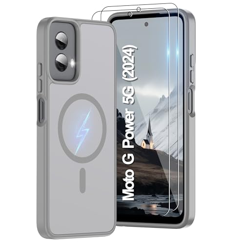 Pilaru Magnetic for Motorola Moto G Power 5G 2024 Case :(12FT Military Grade Drop Protection) Translucent Matte Slim-Shockproof Non Slip Anti-Fingerprint Hard Rugged Protective for GPower 2024 Gray - color: Gray, size: Moto G Power 5G 2024