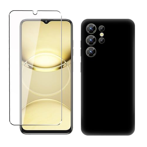 Case for Oukitel C1 / C1 Pro Phone Case with Tempered Glass Screen Protector,Silicone Soft Flexible Bumper Shockproof TPU Protective Cover-Black - color: Black, size: Oukitel C1 / C1 Pro