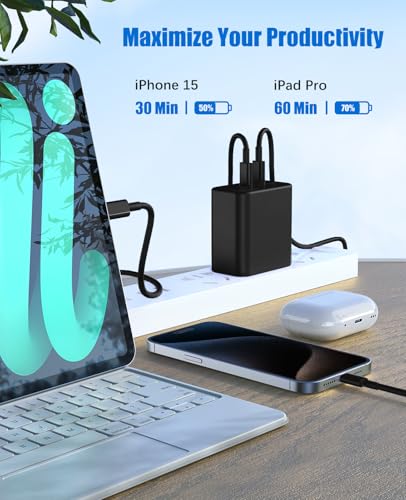 2 Pack 40W Fast Charger for iPhone 17 16 15 Pro Max Charger Fast Charging - color: Black, size: 2pack-(6+6+6+6)ft